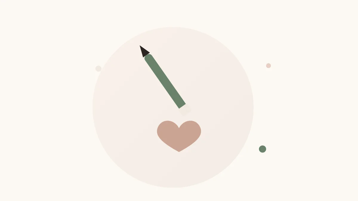 Illustratie van een pen met een hartje als symbool voor een condoleance tekst