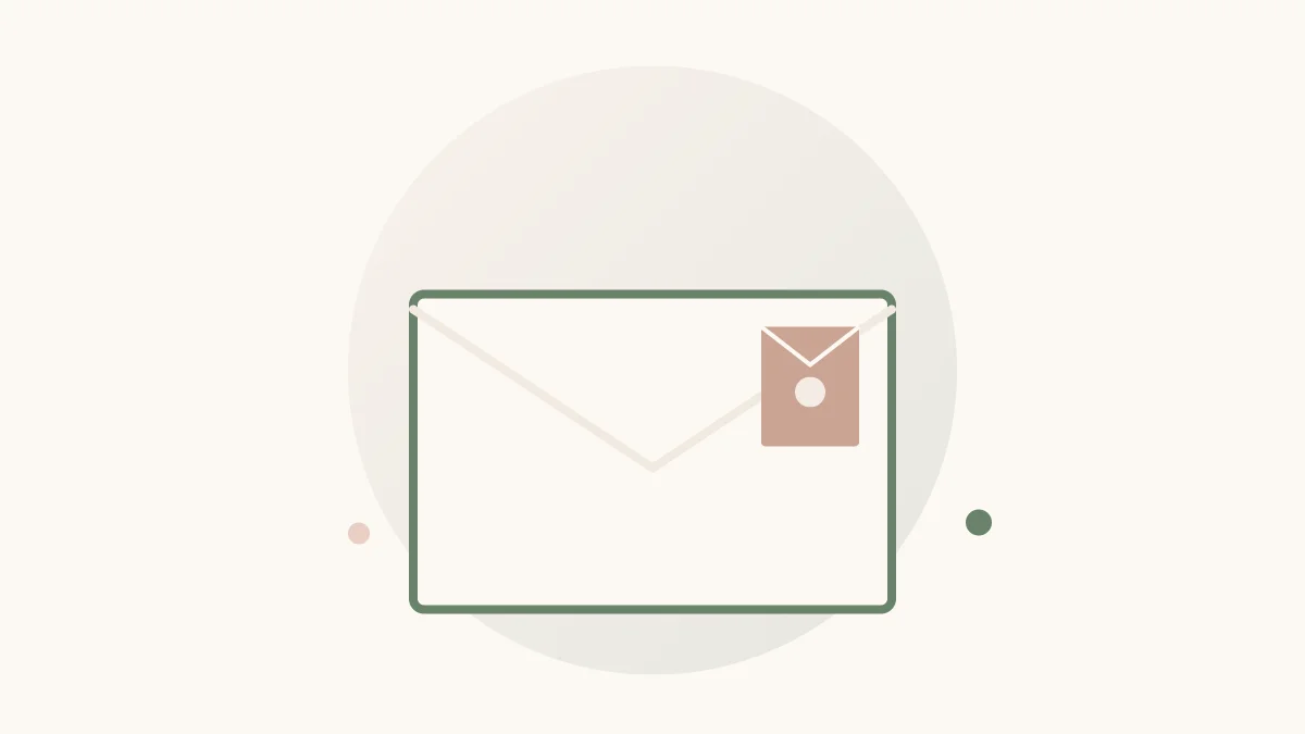 Illustratie van een postzegel en envelop als symbool voor een condoleance kaart