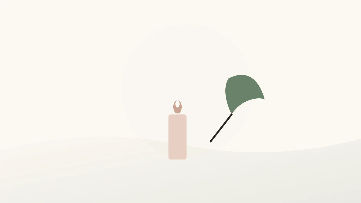 Illustratie van een pen naast een zacht brandende kaars, symbool voor het opstellen van een wilsverklaring euthanasie