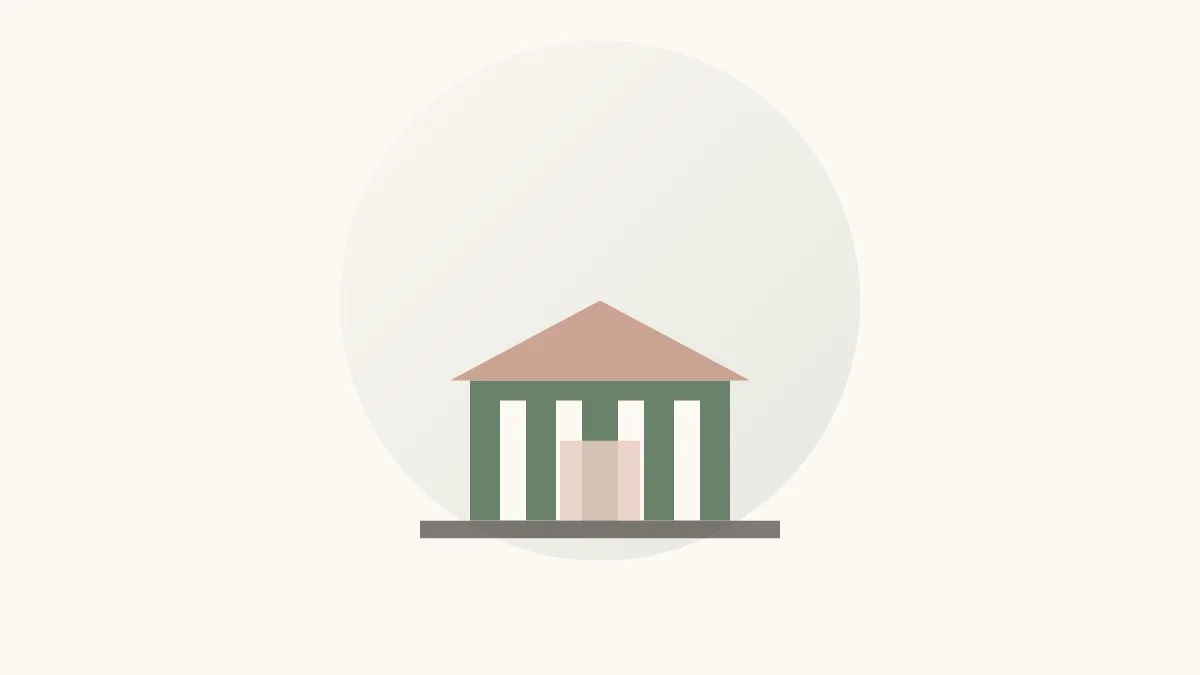 Illustratie van een klassiek mausoleum met zuilen als grafmonument op een begraafplaats