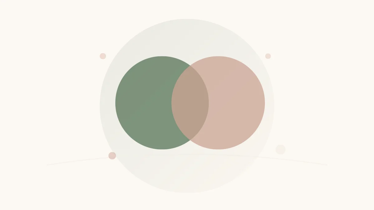Symbolische illustratie van successiebelasting en erfbelasting als twee overlappende cirkels